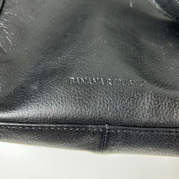 Banana Republic Black Leather Commuter Career Tote Bag - Picture 7 of 14